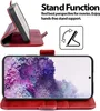 A collage of images showing a red flip phone case with a phone inside, demonstrating its stand function. Podgląd zdjęcia produktu