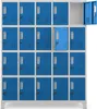 A metal locker unit with multiple blue compartments, one of which is open. Anteprima dell’immagine prodotto