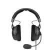 A pair of black gaming headphones with a microphone, isolated on a white background. Produktbild-Vorschau