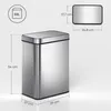 HOMCOM Odpadkový koš se senzorem, 50 l, nerezová ocel, Náhled obrázku produktu 3
