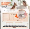 A dog and a person on a couch, with close-ups of a wooden ramp and its locking mechanism. Produktbild-Vorschau