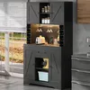Vysoká skriňa Merax na víno s LED osvetlením a zásuvkou, Náhľad obrázku produktu 4