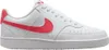 A white Nike Court Vision Lo NN sneaker with red accents, shown from the side against a white background. Produktbild-Vorschau
