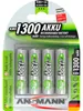 4 batterie ricaricabili ANSMANN maxE Mignon AA 1.300 mAh Anteprima dell’immagine prodotto 1
