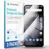 A product shot of a 3-pack of screen protectors for a Gigaset GS5 smartphone, shown with the packaging and a representation of the phone with the protector applied. Produktbild-Vorschau