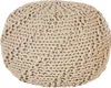 A close-up, studio shot of a round, knitted pouf. Náhled obrázku produktu