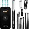 A collection of ear cleaning tools and a smartphone app are displayed against a white background. Produktbild-Vorschau