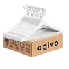 OGIVO Holzkleiderbügel Weiß 10 Stück mit Hosensteg Produktbild-Vorschau 1