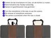The image shows instructions on how to use a smartphone case and two examples of the case with a smartphone inside. Produktbild-Vorschau