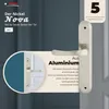 A marketing image showcasing a silver door handle set with text highlighting its features and brand. Produktbild-Vorschau