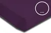 A close-up view of a purple jersey fabric, likely a bedsheet, with a circular inset showing a magnified view of the texture and the word 'Jersey'. Produktbild-Vorschau