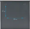 A dark gray surface with measurement indicators showing the distance between mounting holes. Produktbild-Vorschau