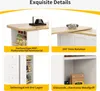 Collage of four close-up images showcasing different features of a white and wood kitchen island. Produktbild-Vorschau