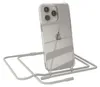 A clear phone case with a lanyard attached, shown from a diagonal angle against a white background. Produktbild-Vorschau
