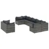 Design 9-tlg. Garten-Sofagarnitur mit Kissen Grau Poly Produktbild-Vorschau 2