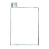 A clear, square-shaped reusable water bottle with a silver threaded cap, isolated on a white background. Produktbild-Vorschau