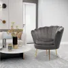 Poltrona "Floria" in velluto - 75 x 68 x 77,5 cm - Grigio Anteprima dell’immagine prodotto 2