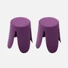 sweeek - 2er-Set stapelbare Hocker mit Kunstleder - Violett Produktbild-Vorschau 1