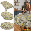 Tischdecke 100x100cm Rund Grau abwaschbar Madrid Stoff Premium Mediterran Zitrone mit, Ansicht 2 Produktbild-Vorschau