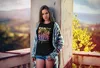 Damen T-Shirt Sommer Surf California Palmen Slim Fit Produktbild-Vorschau 2