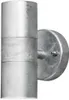 A close-up studio shot of a silver-colored outdoor wall light. Produktbild-Vorschau