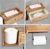 Wandmontierte Holz-Toilettenpapierhalter - mit Regal und Produktbild-Vorschau 5