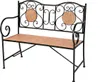 A black metal garden bench with a tiled seat and decorative backrest. Produktbild-Vorschau