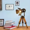 Vintage retro dřevěná stolní lampa na stativu nastavitelná Náhled obrázku produktu 7