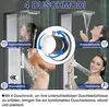 A collage of four images showcasing different shower modes of a shower panel system, with text descriptions and a central diagram. Náhľad obrázku produktu