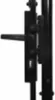 A close-up of a black metal gate lock mechanism. Náhled obrázku produktu