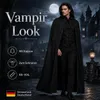 Halloween Umhang XL (160cm) Schwarz mit Kapuze für Vampire, Produktbild-Vorschau 4