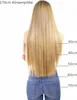 A person's back is shown with their hair styled long, with measurements indicated along the side of their hair. Anteprima dell’immagine prodotto
