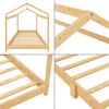 A collage of four images showing different views of a wooden bed frame. Náhled obrázku produktu
