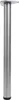 A single stainless steel table leg with a mounting plate at the top and a black plastic foot at the bottom, isolated on a white background. Voir les images du produit