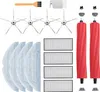 A collection of cleaning accessories for a robot vacuum cleaner, including brushes, filters, and mop pads, laid out on a white background. Produktbild-Vorschau