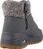 A close-up, rear-side view of a gray Skechers boot with a knitted collar. Náhľad obrázku produktu