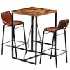 vidaXL Ensemble bar 3 pièces vieux bois massif et cuir de Voir les images du produit 8