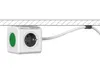 A white power cube with a green button and a European-style socket is mounted under a surface, with a white cable extending to the right. Produktbild-Vorschau