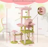 Arbre à chat COSTWAY 148cm thème floral, arbre à chat à Voir les images du produit 3
