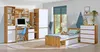 A child's bedroom with a bed, desk, and storage units. Produktbild-Vorschau
