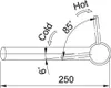 Diagram showing angles and dimensions of a plumbing fixture. Náhled obrázku produktu