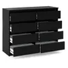 A black, eight-drawer dresser viewed from a slight angle on a white background. Produktbild-Vorschau
