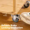 A close-up of a furniture caster with a foot pressing on the brake mechanism, part of a bamboo shelving unit. Anteprima dell’immagine prodotto