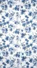 A floral pattern of blue and gray flowers on a white background. Anteprima dell’immagine prodotto