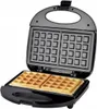 An open waffle maker with two waffles inside. Produktbild-Vorschau