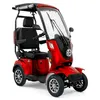 A red mobility scooter with a roof and windshield, shown from a three-quarter front angle against a white background. Produktbild-Vorschau