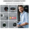 A collage of smartwatch features and a man wearing a smartwatch. Produktbild-Vorschau
