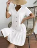ASKSA Femme Robe d'été Bouton Down Robe en lin Robe de Voir les images du produit 4