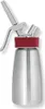 A stainless steel whipped cream dispenser with a red band and a silver nozzle. Voir les images du produit