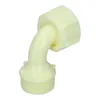 A close-up studio shot of a beige elbow-shaped pipe fitting with threaded ends, isolated on a white background. Produktbild-Vorschau